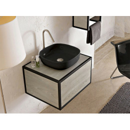 Раковина, Scarabeo, Glam, шгв 400*400*125, отверстия для смесителя-отсутствуют, BIOKER, цвет-Ardesia