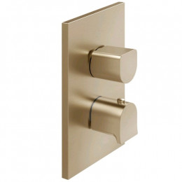 Смеситель для душа, Gessi, Rilievo, на 2 потребителя, цвет-Warm Bronze Brushed PVD