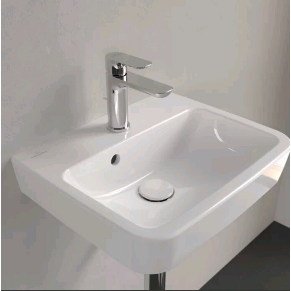 Раковина, Villeroy&Boch, O'Novo, шг 450*370, отверстия для смесителя-1, Clean Plus, AntiBac, цвет-альпийский белый (белый Alpin)