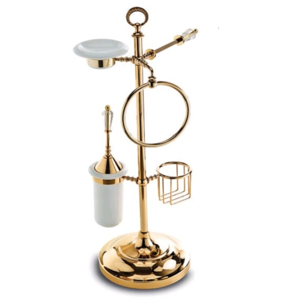 Стойка, 3SC, Boheme, шгв 250*350*800, с дежателем туалетной бумаги, держателем для телефона, ёршиком, мыльницей и полотенцедержателем, цвет-золото