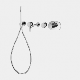 Смеситель для ванны и душа, Fima Carlo Frattini, Fimatherm, цвет-никель брашированный