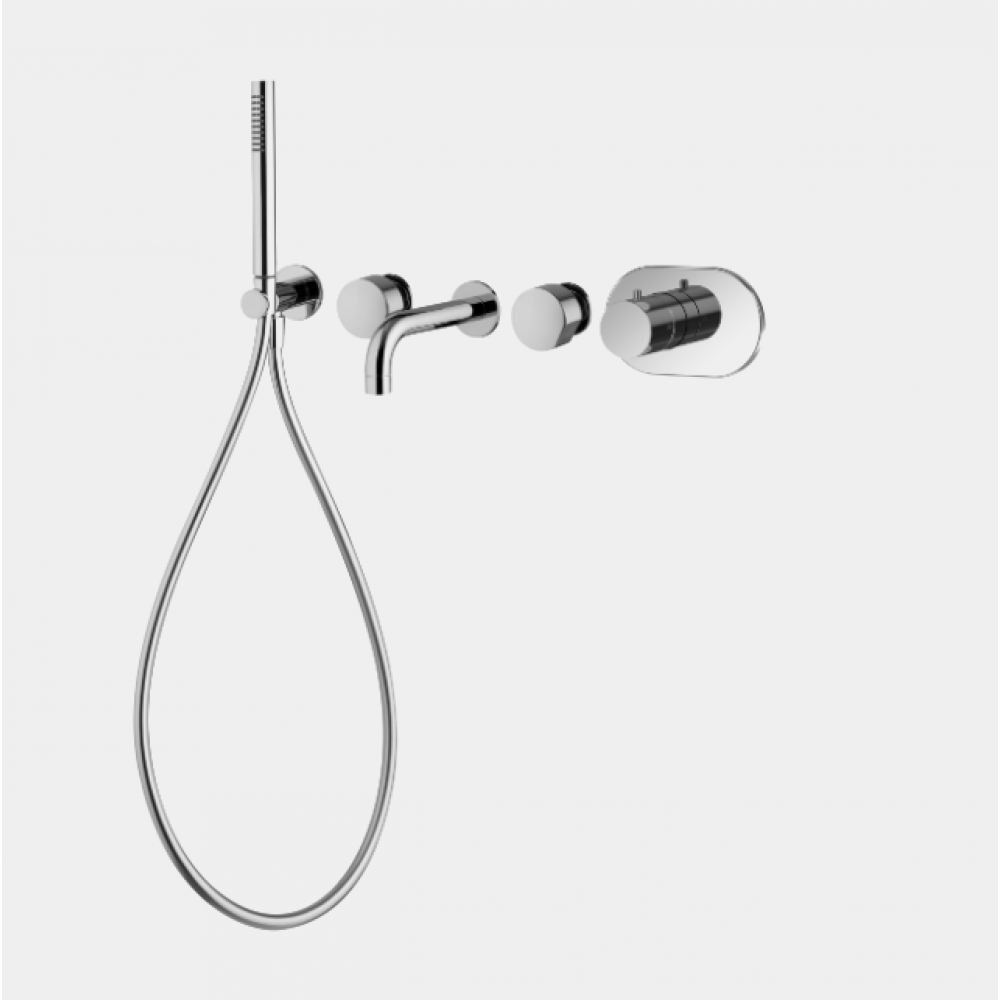 Смеситель для ванны и душа, Fima Carlo Frattini, Fimatherm, цвет-никель брашированный