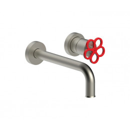 Смеситель для раковины, Fantini, AW/PIPE, цвет-матовая натуральная сталь/красный