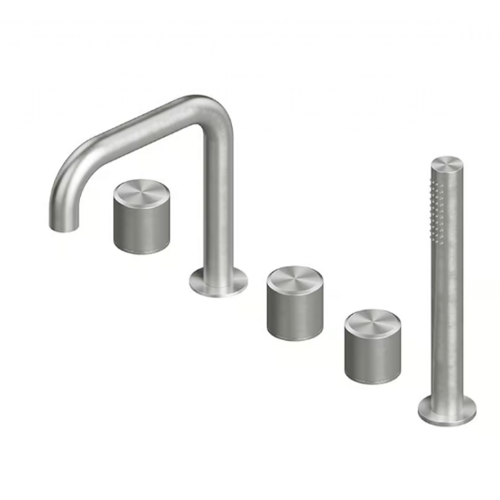 Смеситель для ванны и душа, Quadro design, Stereo, цвет-сталь брашированная