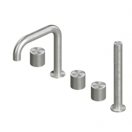 Смеситель для ванны и душа, Quadro design, Stereo, цвет-сталь брашированная