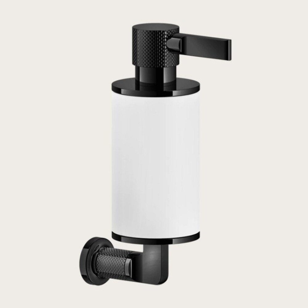 Дозатор для жидкого мыла, Gessi, Inciso, шгв 75*147*240, цвет дозатора-Black Metal PVD/белый