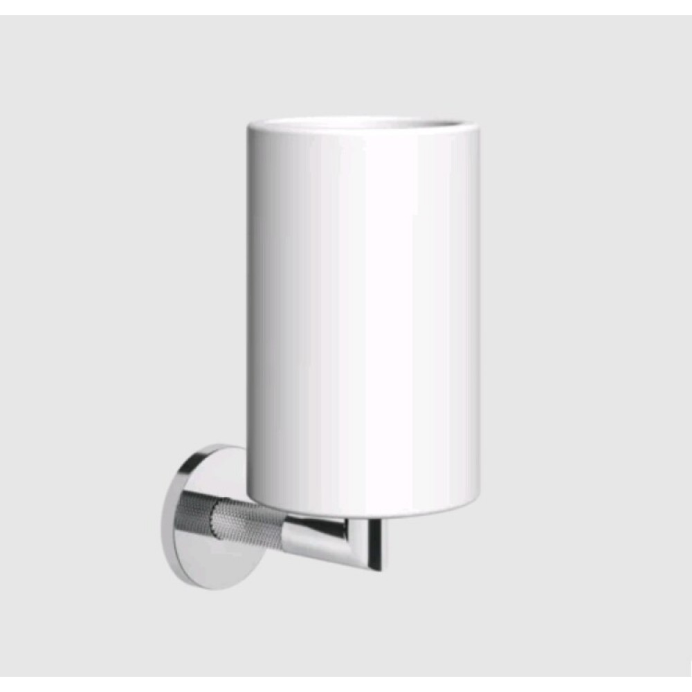 Стакан, Gessi, Anello, шгв 75*107*171, цвет стакана-белый, цвет держателя-хром