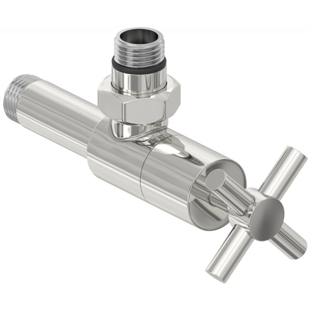 Вентиль, Сунержа, G 1/2" НР х G 1/2" НР, угловой, крест, цвет-сталь (без покрытия)