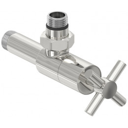 Вентиль, Сунержа, G 1/2" НР х G 1/2" НР, угловой, крест, цвет-сталь (без покрытия)