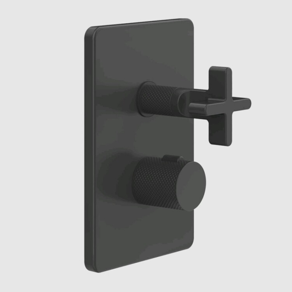 Смеситель для душа, Gessi, Inciso Bath&Shower, на 2 потребителя, цвет-черный матовый