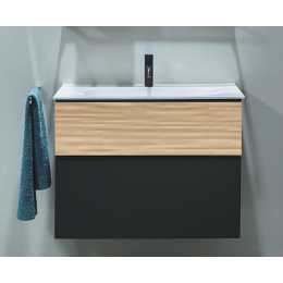 Тумба под раковину, Burg, Fiumo, шгв 820*490*610, раковина-в комплекте, цвет-Cashmere oak decor/Graphite soft mat