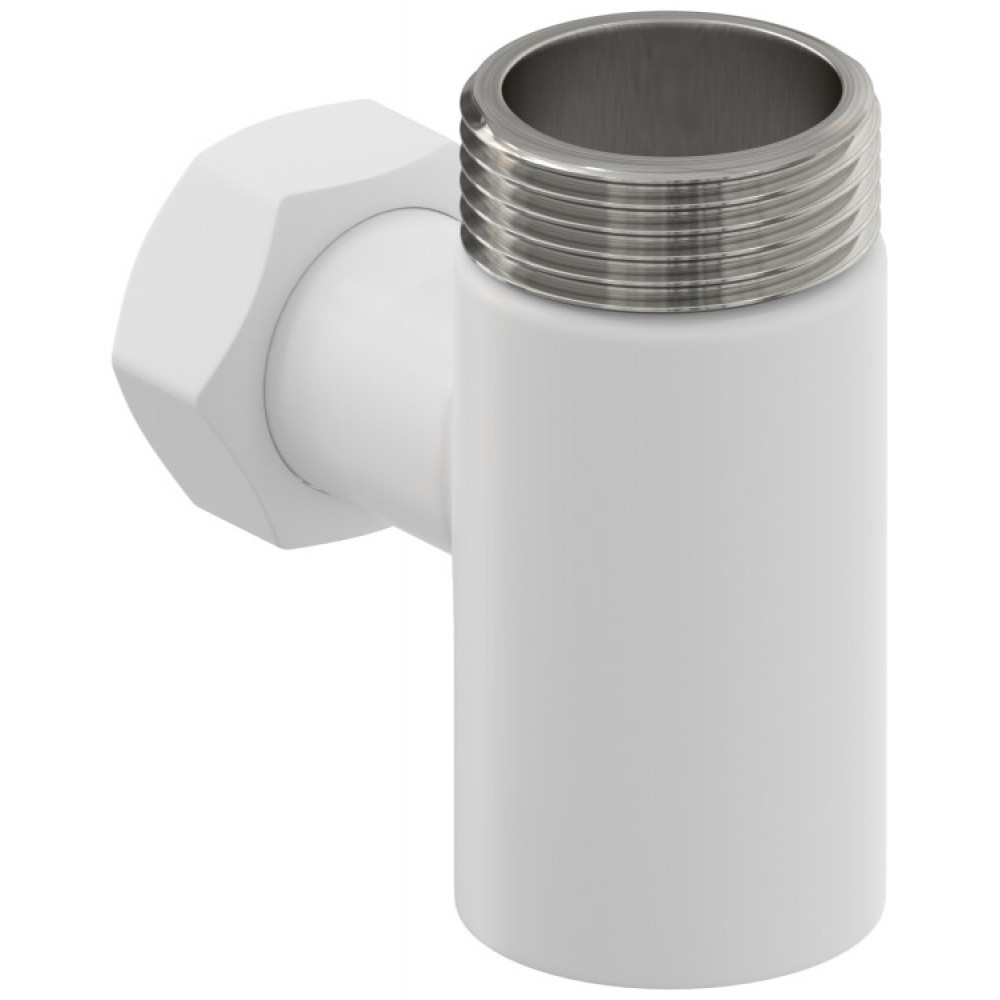 Уголок, Сунержа, со спускным клапаном, присоединительный размер-НР G 1" / НГ G 3/4", цвет-белый матовый