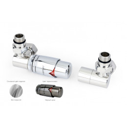 Автоматический терморегулятор, Сунержа, 3D, G 1/2" НР х G 3/4" НГ, набор, левый, цвет-черный хром/черный хром