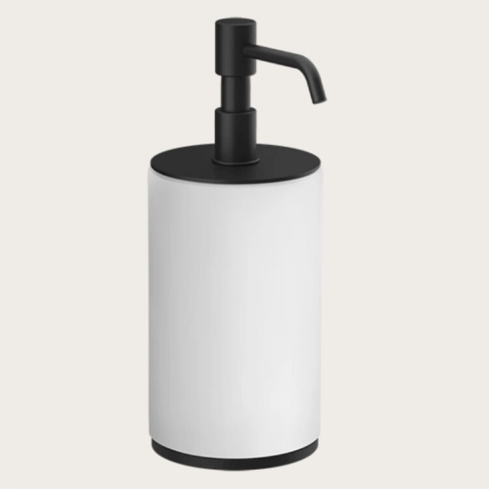 Дозатор для жидкого мыла, Gessi, Origini, шгв 75*97*199, цвет дозатора-черный матовый/белый