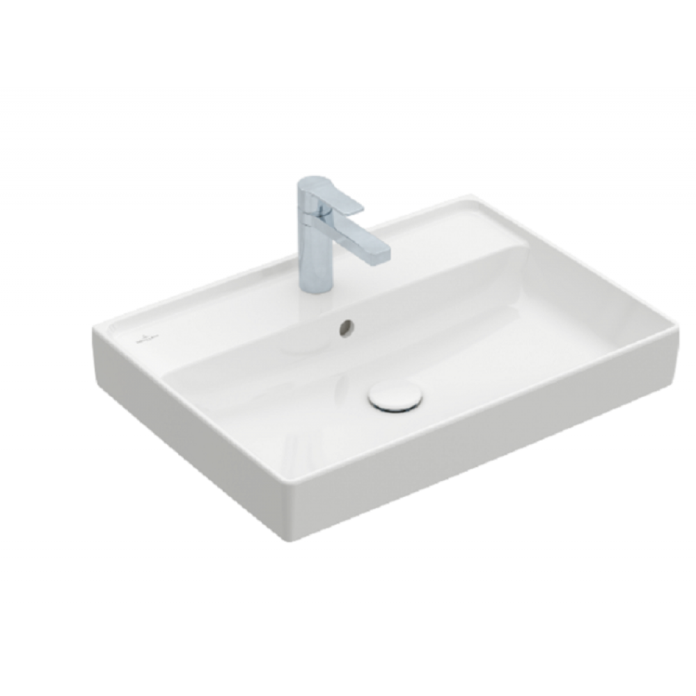 Раковина, Villeroy&Boch, Collaro, шгв 650*470*160, отверстия для смесителя-1 сквозное, 2 промаркированных, цвет-альпийский белый