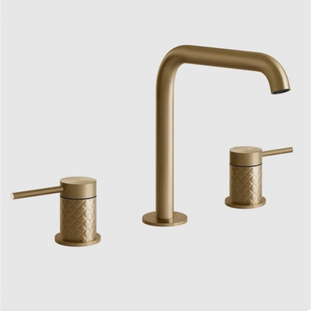 Смеситель для раковины, Gessi, 316 Intreccio, цвет-Warm Bronze Brushed PVD