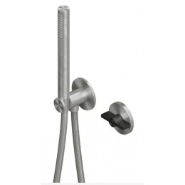 Смеситель для ванны и душа, Quadro design, Valvola01, цвет-сталь брашированная/золото черное