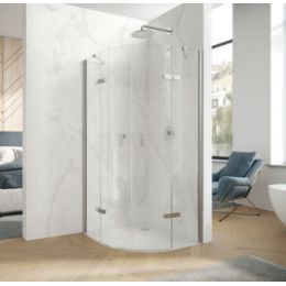Душевое ограждение, Huppe, Aura Pure, симметричное, шгв 1000*1000*2000, петли-слева и справа, блестящее серебро, цвет стекл-прозрачный, Anti-Plaque