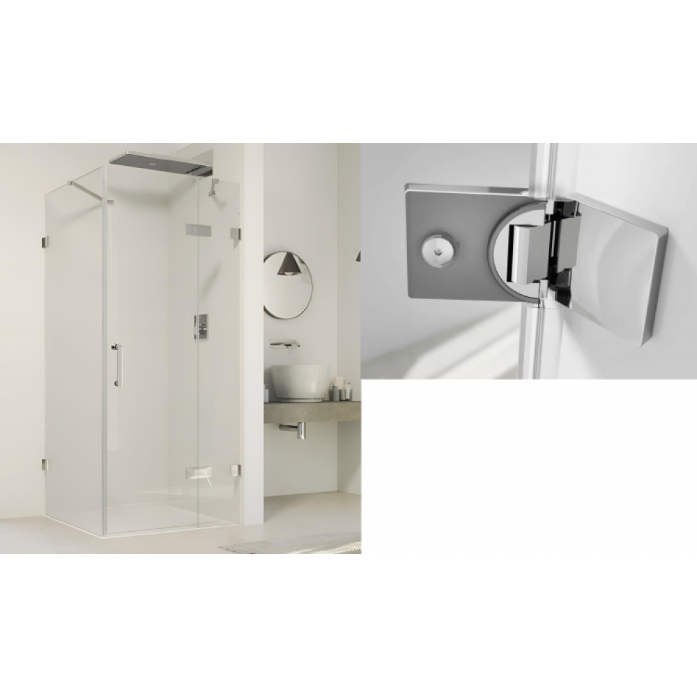 Дверь, Huppe, Solva Minimal, шв 900*2000, петли-слева, блестящее серебро, цвет стекла-прозрачный