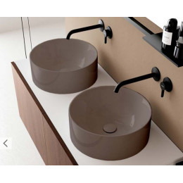 Раковина, Scarabeo, Skinny, шгв 400*400*150, отверстия для смесителя-отсутствуют, цвет-Tobacco glossy