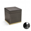 Контейнер, 3SC, Milano, настольный, шгв 140*140*140, цвет-коричневая кожа/никель черный полированный