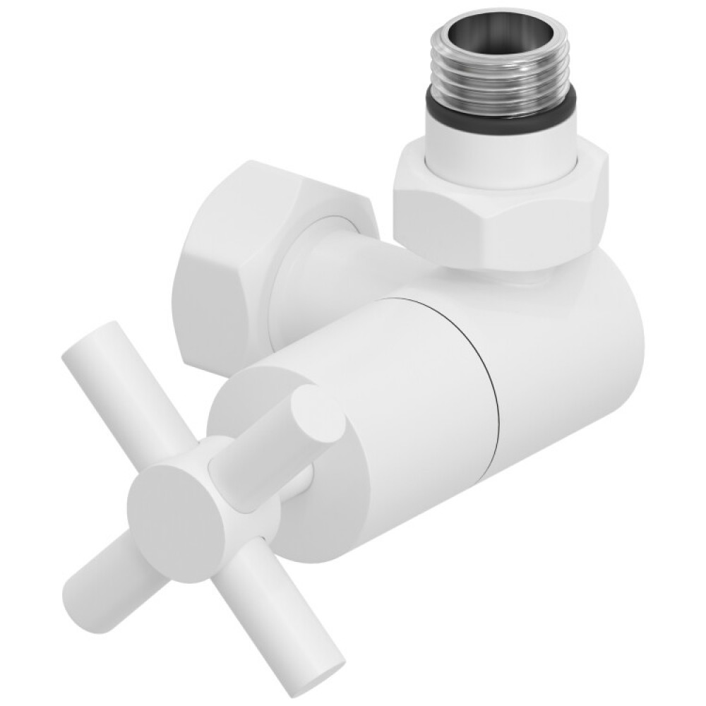 Вентиль, Сунержа, 3D, G 1/2" НР х G 3/4" НГ, правый, крест, цвет-белый матовый
