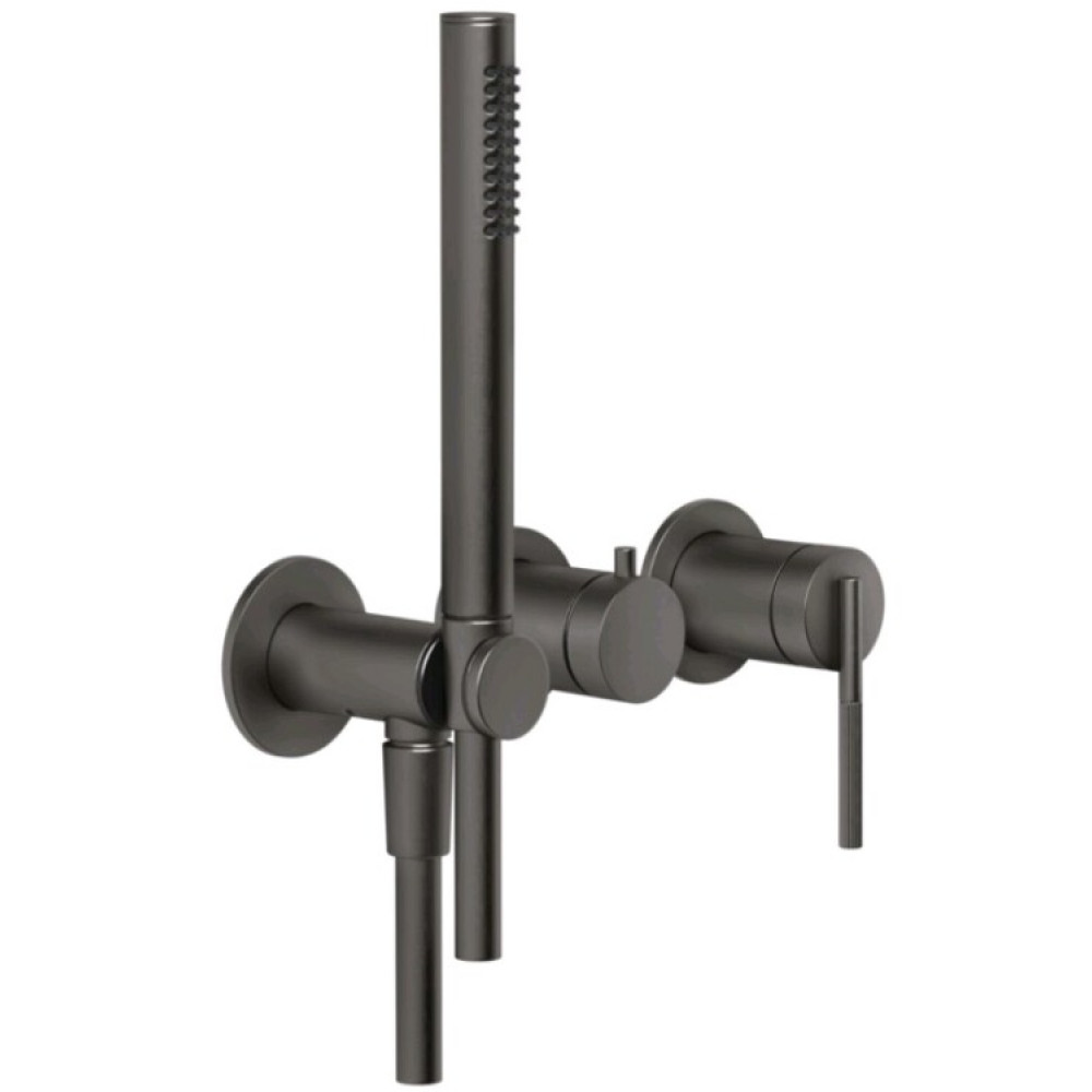 Смеситель для душа, Gessi, Ingranaggio, на 2 потребителя, цвет-Black Metal Brushed PVD