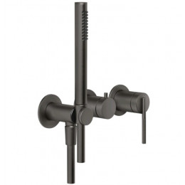 Смеситель для душа, Gessi, Ingranaggio, на 2 потребителя, цвет-Black Metal Brushed PVD