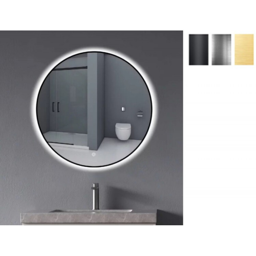 Зеркало, Smartflow, круглое, шгв 800*7*800, с подсветкой, цвет рамы-серебро матовое
