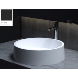 Раковина, Salini, Gloria, шгв 440*440*125, отверстия для смесителя-отсутствуют, цвет снаружи-RAL9011 глянцевый, цвет внутри-белый глянцевый