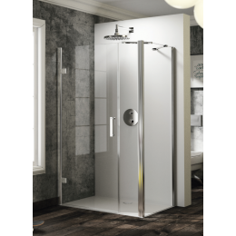 Дверь, Huppe, Solva, шв 1200*2000, петли-справа, цвет фурнитуры-черный, цвет стекла-рифленое, Anti-Plaque