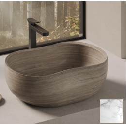 Раковина, DEA Design, Forli, шгв 560*380*180, отверстия для смесителя-отсутствуют, цвет-carrara (белый мрамор)