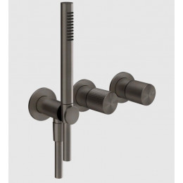 Смеситель для душа, Gessi, Habito Cesello, на 2 потребителя, цвет-Black Metal Brushed PVD