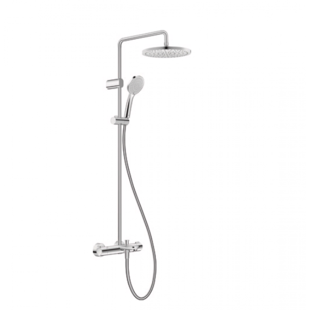 Душевая стойка, Duravit, Wave, с термостатическим смесителем с изливом, цвет-хром