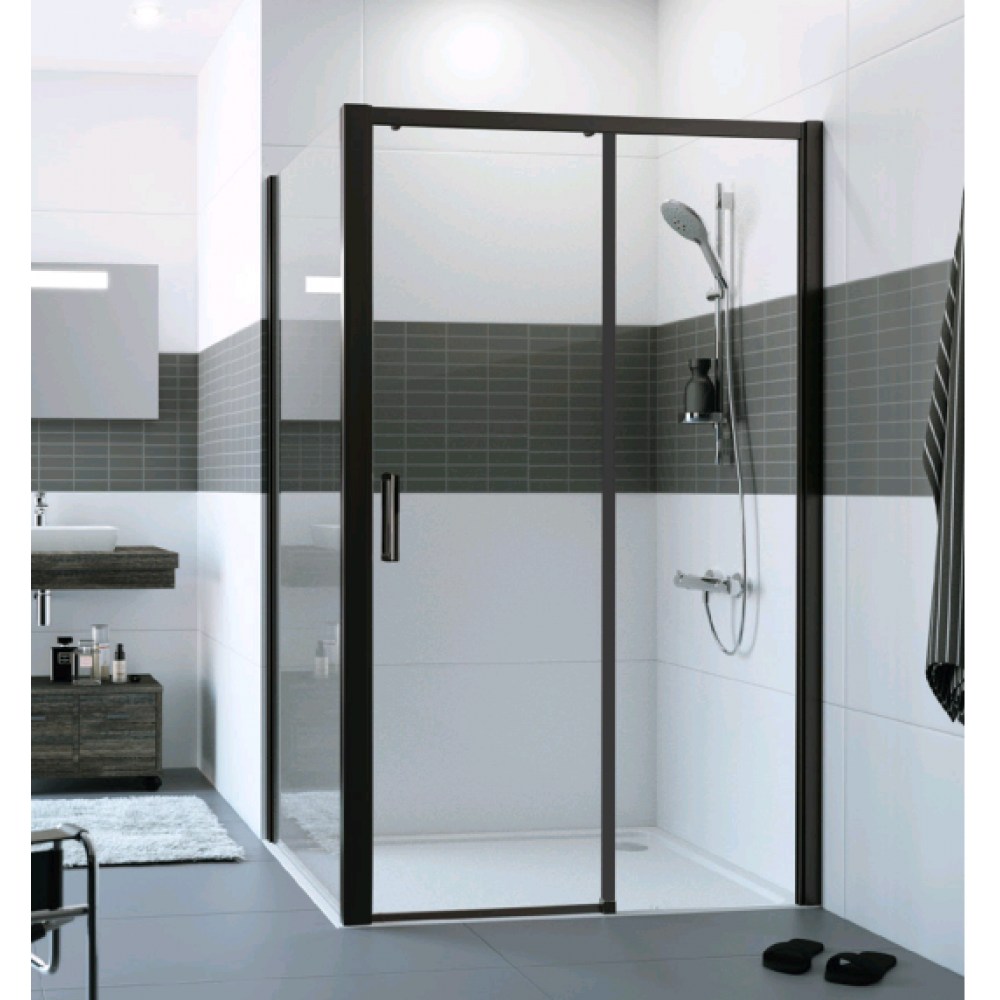 Дверь, Huppe, Design Pure, шв 1400*2000, левосторонняя, золото, цвет стекла-прозрачный, Anti-Plaque