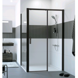 Дверь, Huppe, Design Pure, шв 1400*2000, левосторонняя, золото, цвет стекла-прозрачный, Anti-Plaque