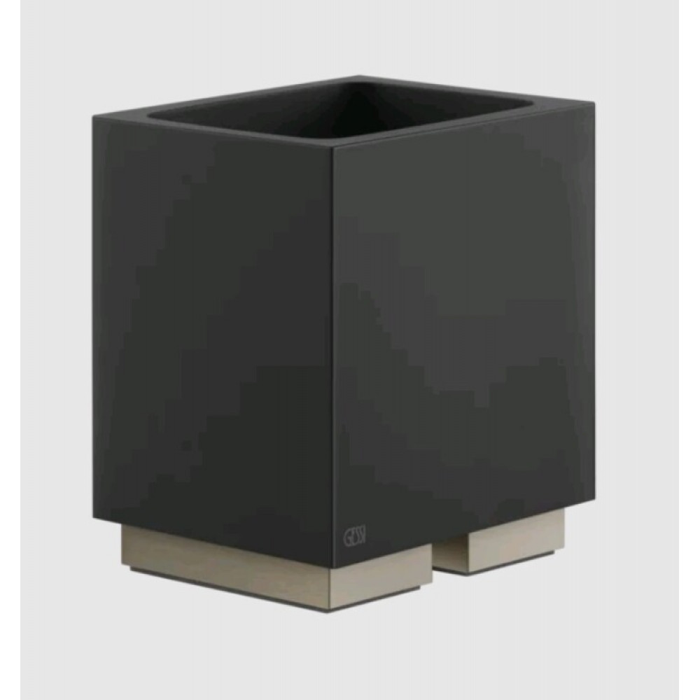 Стакан, Gessi, Rettangolo, шгв 105*85*125, цвет-чёрный/Finox Brushed Nickel