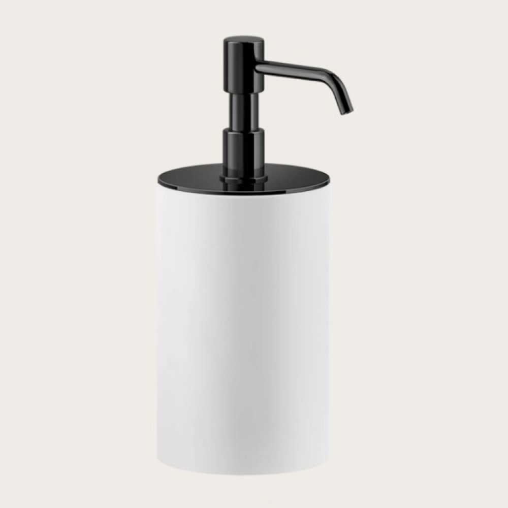 Дозатор для жидкого мыла, Gessi, Rilievo, шгв 75*97*194, цвет дозатора-Black Metal PVD/белый