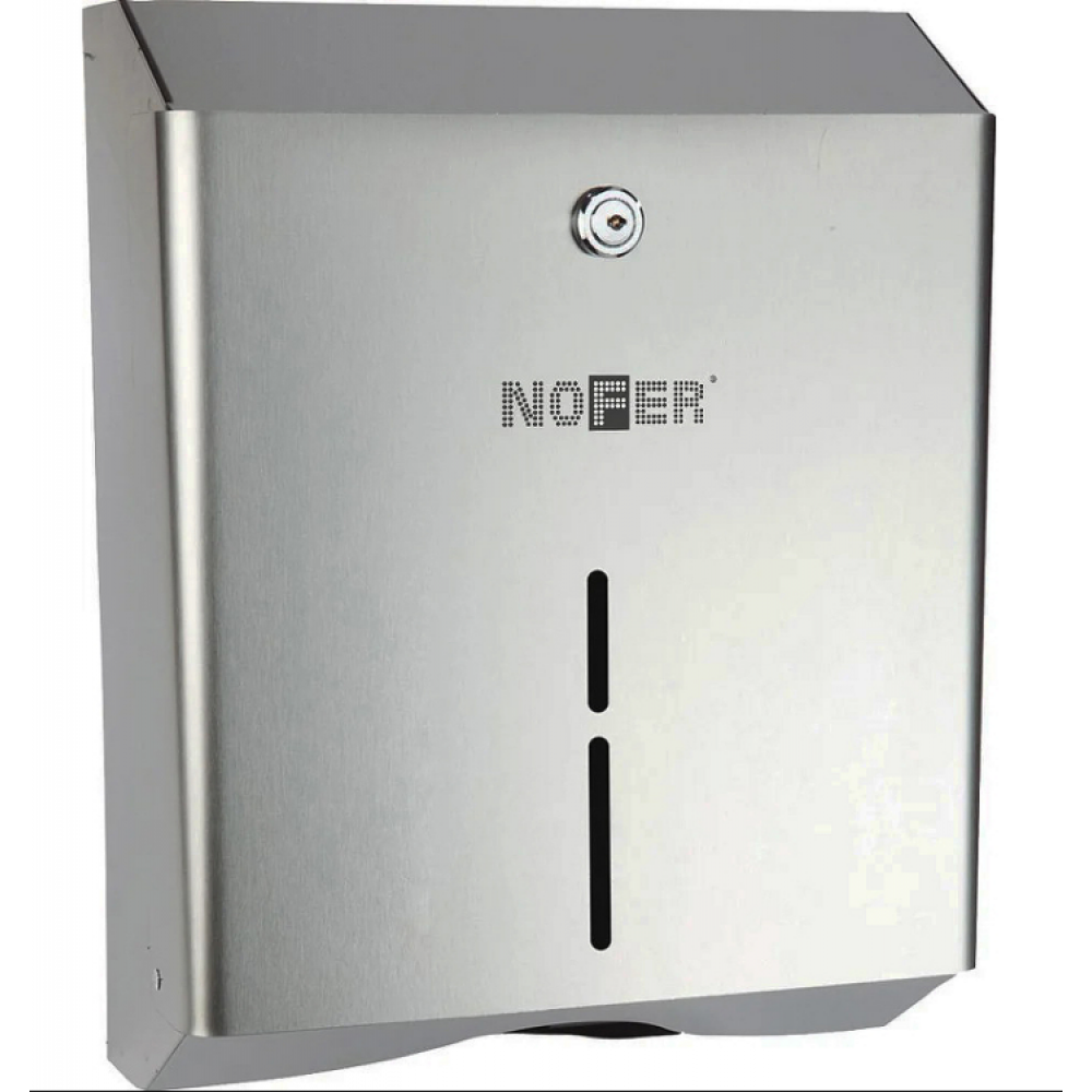 Диспенсер для бумажных полотенец, антивандальный, Nofer, шгв 253*135*370, цвет-сталь