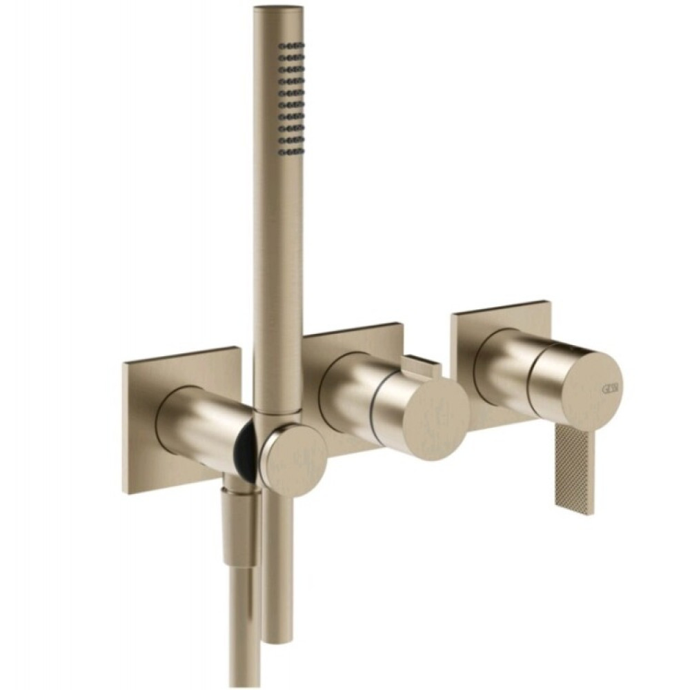 Смеситель для душа, Gessi, Inverso Diamantato, на 2 потребителя, цвет-Finox Brushed Nickel