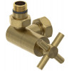 Вентиль, Сунержа, 3D, G 1/2" НР х G 3/4" НГ, левый, крест, цвет-латунь состаренная