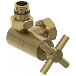 Вентиль, Сунержа, 3D, G 1/2" НР х G 3/4" НГ, левый, крест, цвет-латунь состаренная