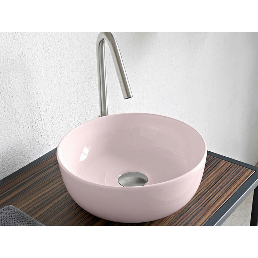 Раковина, Scarabeo, Glam, шгв 330*330*125, отверстия для смесителя-отсутствуют, цвет-Antique Pink matt