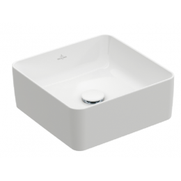 Раковина, Villeroy&Boch, Collaro, шгв 380*380*145, отверстия для смесителя-отсутствуют, CeramicPlus, цвет-Stone White