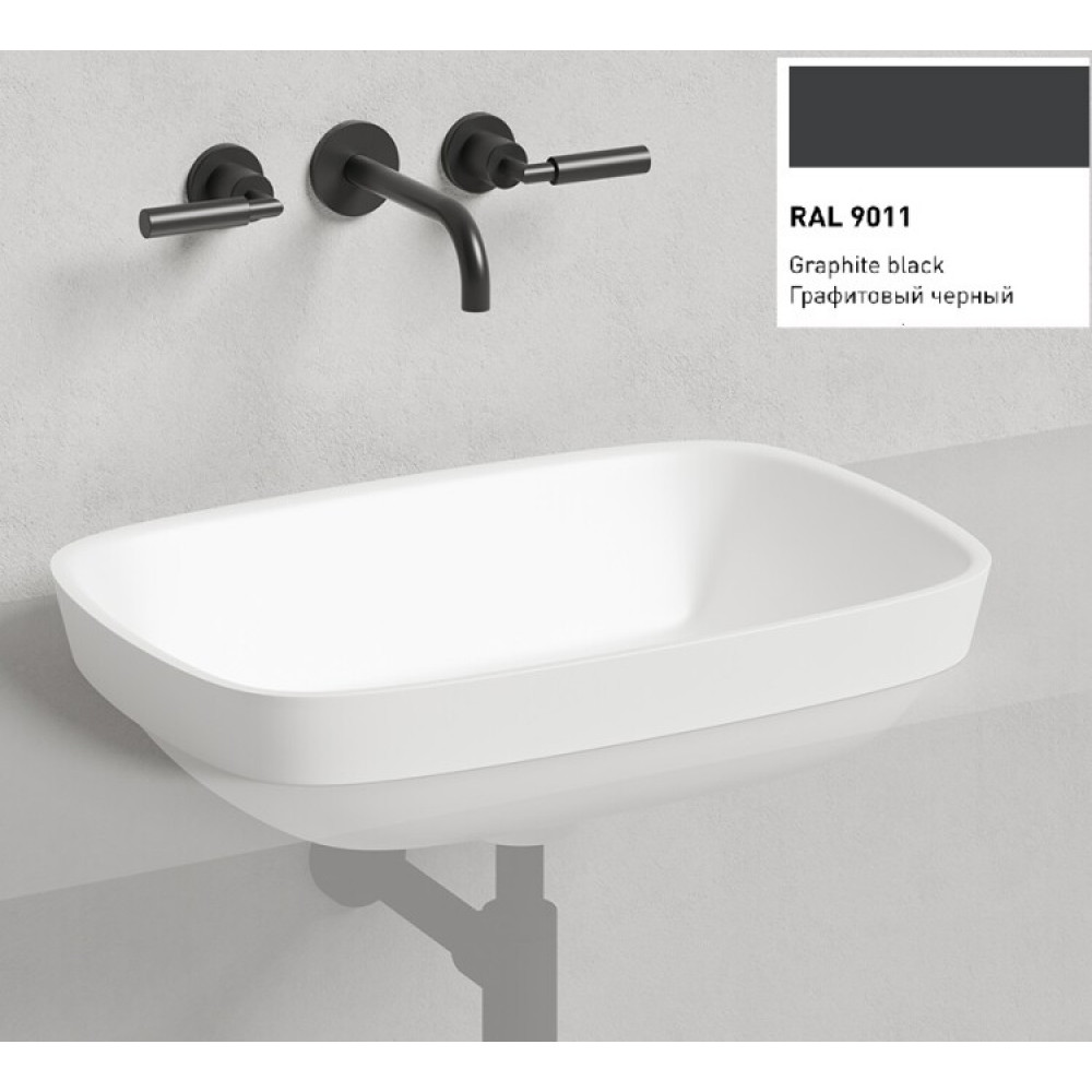 Раковина, Salini, Marea, шгв 598*398*165, отверстия для смесителя-отсутствуют, цвет внутри и снаружи-RAL9011 матовый