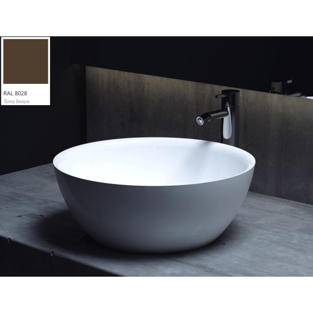 Раковина, Salini, ALDA 02, шгв 425*425*155, отверстия для смесителя-отсутствуют, цвет внутри и снаружи-RAL8028 матовый