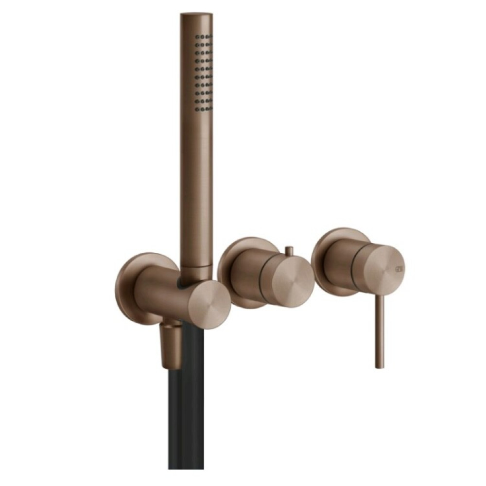 Смеситель для душа, Gessi, 316 Bath-Shower, на 2 потребителя, цвет-Copper Brushed PVD