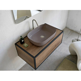 Раковина, Scarabeo, Glam, шгв 560*390*140, отверстия для смесителя-отсутствуют, цвет-Sand matt