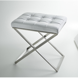 Стул, 3SC, Lino & Lone, со стежкой, шгв, 500*360*500, цвет-белая кожа/никель сатинированный матовый