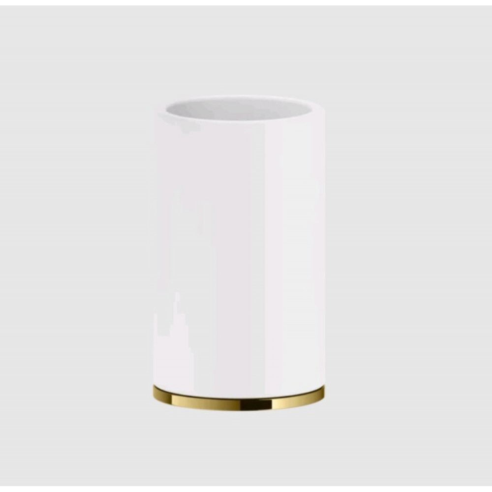 Стакан, Gessi, Inciso, шгв 75*75*127, цвет-белый/Gold PVD